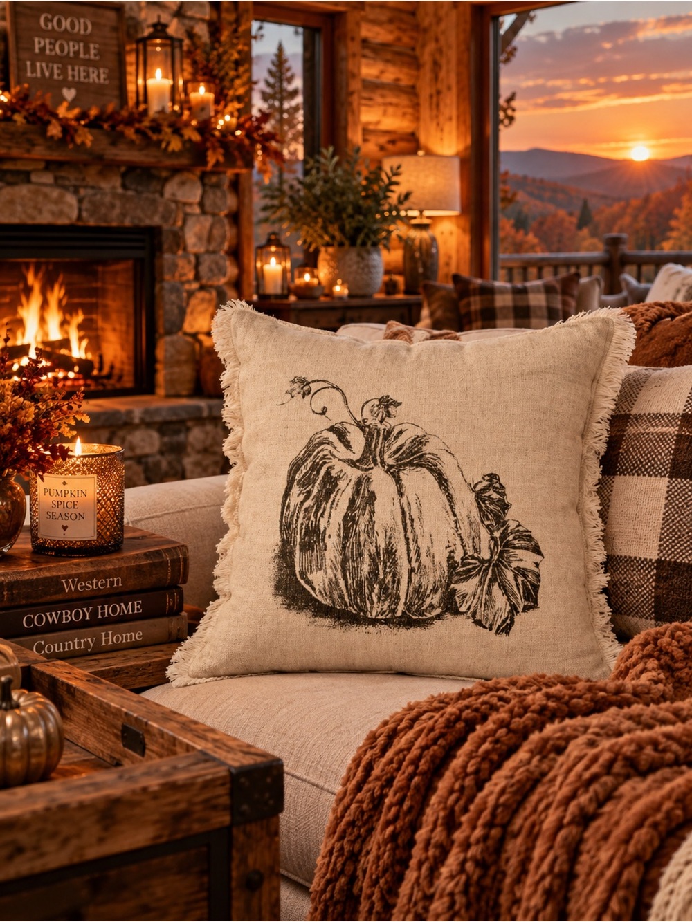 Studio Mcgee Rustic Pumpkin Print Throw Pillow - Picture 1 of 4